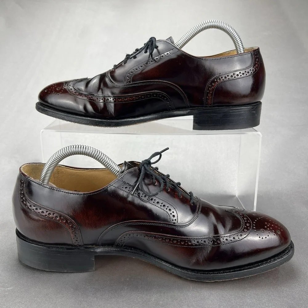 Johnston Murphy Optima Burgundy Wingtip Oxford Brogue Shoes Men's 7.5 D Business